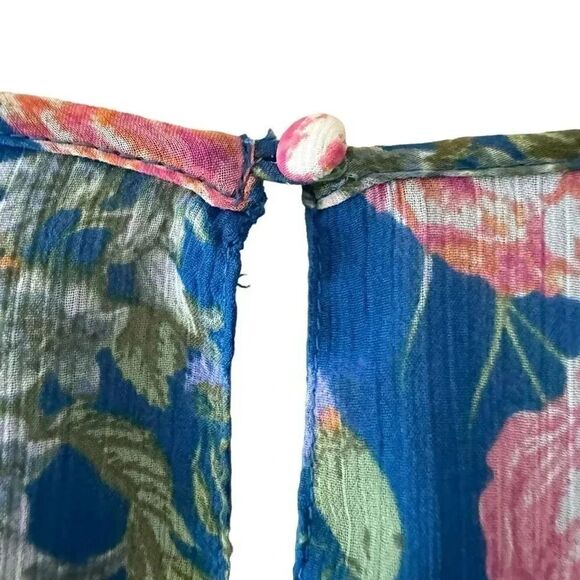 Terra & Sky Women’s Smocked Chiffon Floral Bohemian Blouse Plus Size 2X # 1861 - Picture 10 of 16